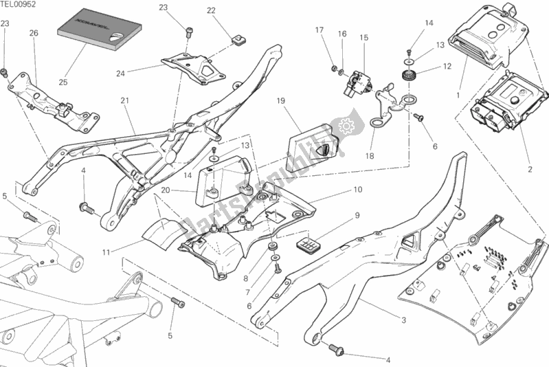 All parts for the Rear Frame Comp. Of the Ducati Diavel Xdiavel Thailand 1260 2016